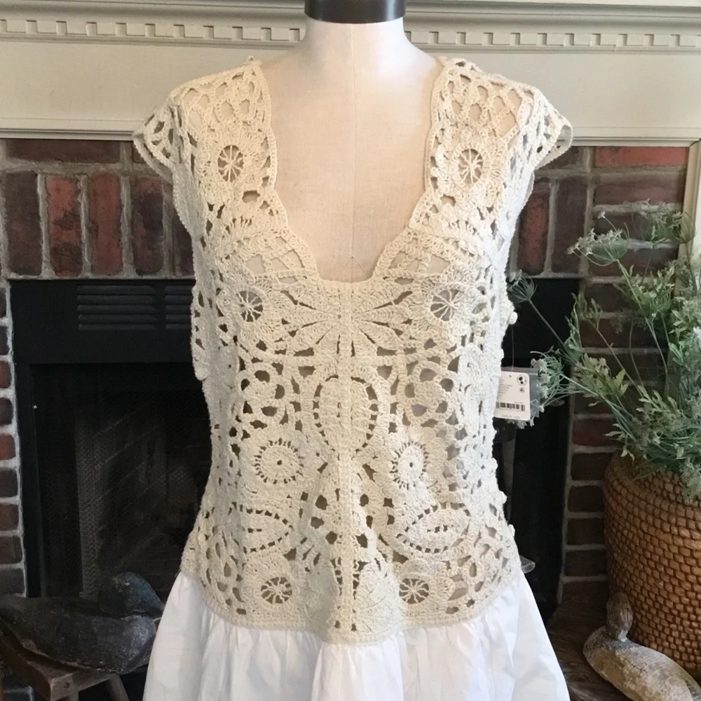 NWT Free People Kinsley Crochet Mini Dress - Picture 2 of 6